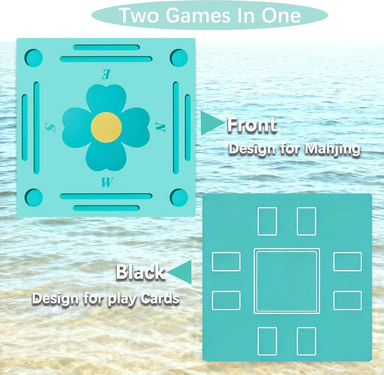Double-Sided EVA Floating Mahjong Table for Pool with Cup Holders