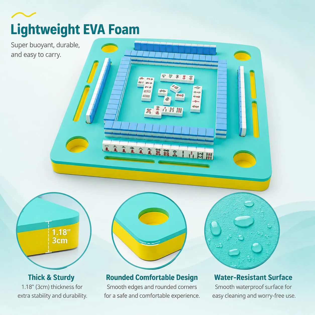 EVA Floating Mahjong Table | Water Game Tray for Pool, Beach & Lake