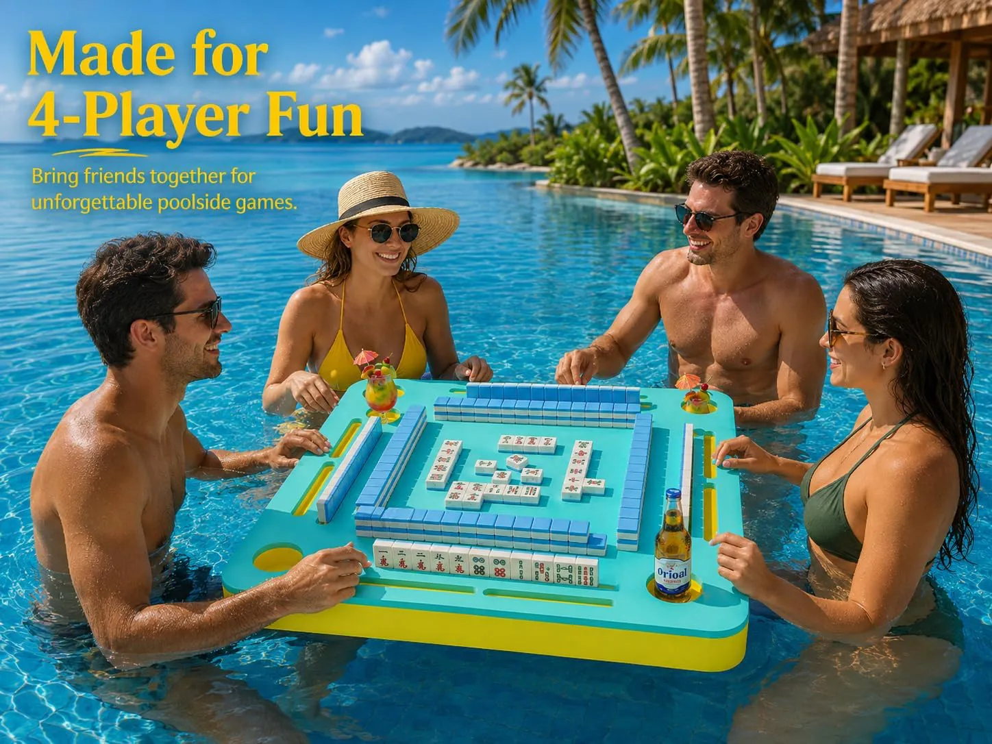 EVA Floating Mahjong Table | Water Game Tray for Pool, Beach & Lake