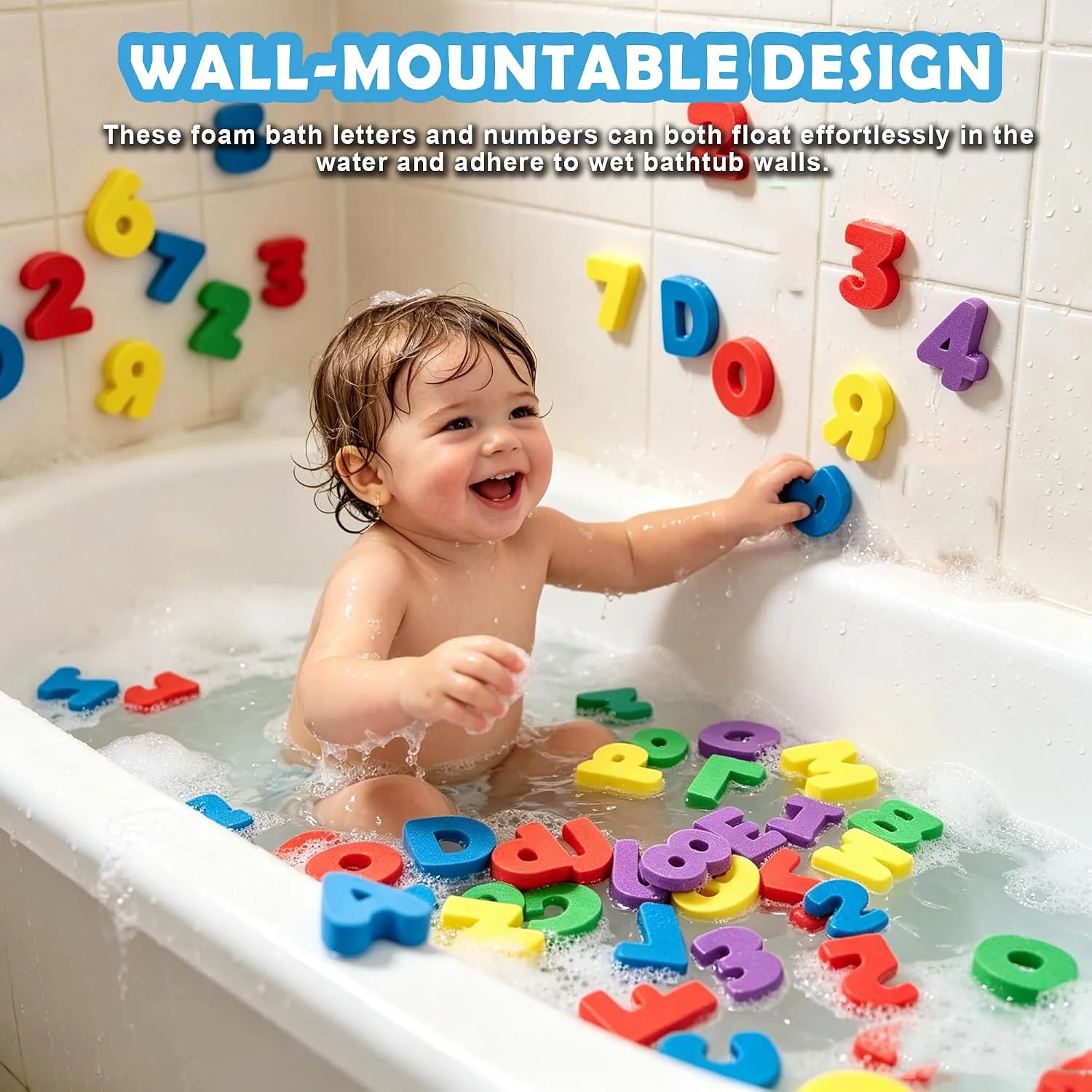 36 Pcs Foam Bath Letters & Numbers, Floating ABC Tub Toys for Toddlers