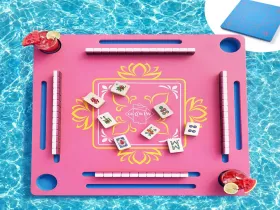 31.5" Double-Sided EVA Floating Mahjong Table with Cup Holders, Salt Resistant