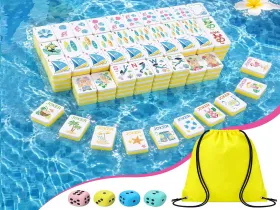 EVA Pool Mahjong Tiles with Dice & Storage Bag